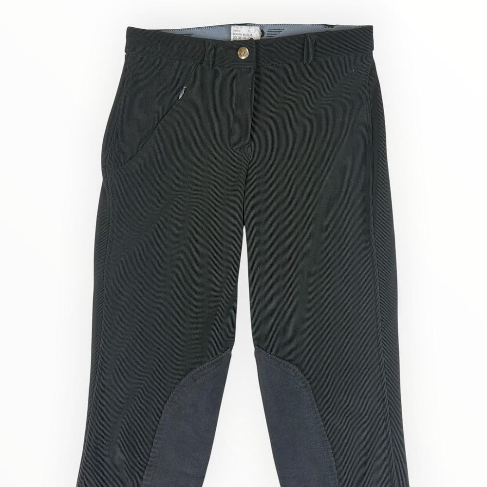 TuffRider Riding Pants Women 24 Black Excellent Knee Patch Ribbed Breeches